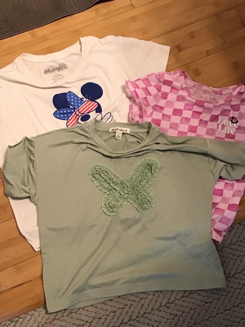 Light Sage Green Tee with Textured Butterfly Applique